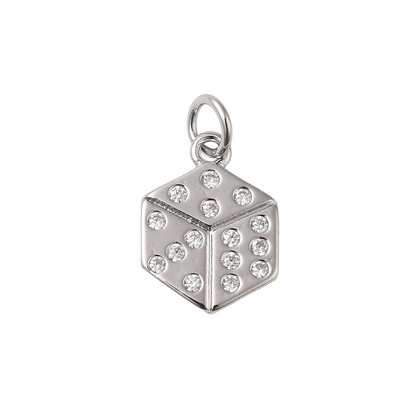 Front view of the Silver Roll The Dice Charm