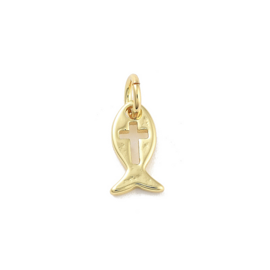 Gold Jesus Fish Charm