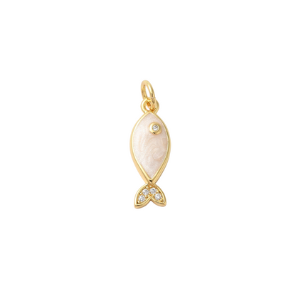 Front view of the Gold Pearlescent Fish Charm