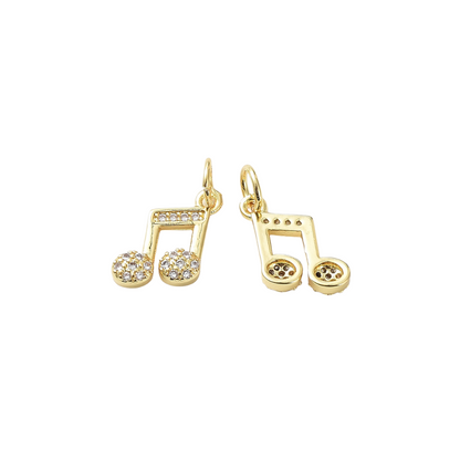 Front and back view of the Gold Cubic Zirconia Joyful Melody Charm