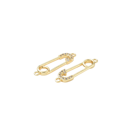 Front and back view of the Gold Cubic Zirconia Mini Paperclip Charm
