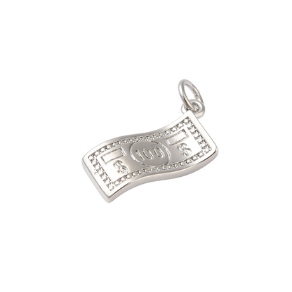 Side view of the Silver $100 Bill Charm