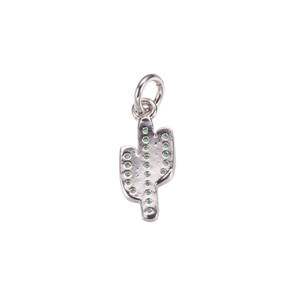 Back view of the Silver Cubic Zirconia Cactus Charm