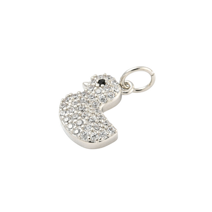Side view of the Silver Cubic Zirconia Rubber Duck Charm