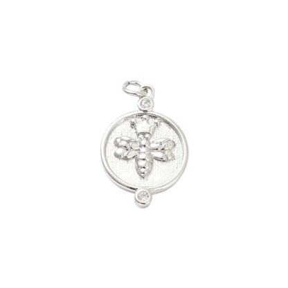 Front view of the Silver Busy Bee Charm
