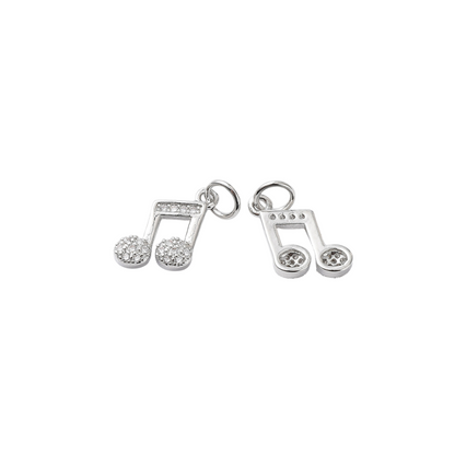 Front and back view of the Silver Cubic Zirconia Joyful Melody Charm