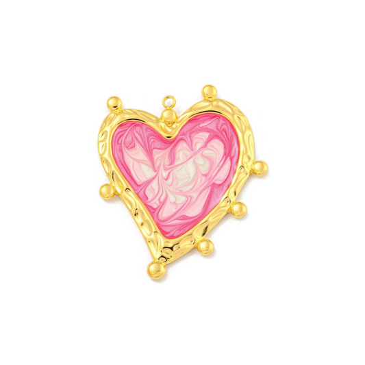 Gold Tie-Dye Heart Charm -Assorted