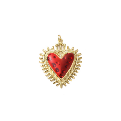 Front view of the Gold Bursting Heart Charm