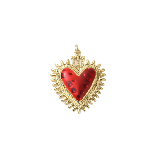 Gold Bursting Heart Charm