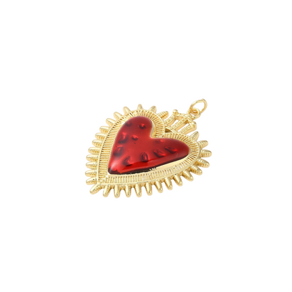 Side view of the Gold Bursting Heart Charm