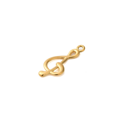 Side view of the Gold Simplistic Music Note Charm