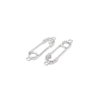 Front and side view of the Silver Cubic Zirconia Mini Paperclip Charm
