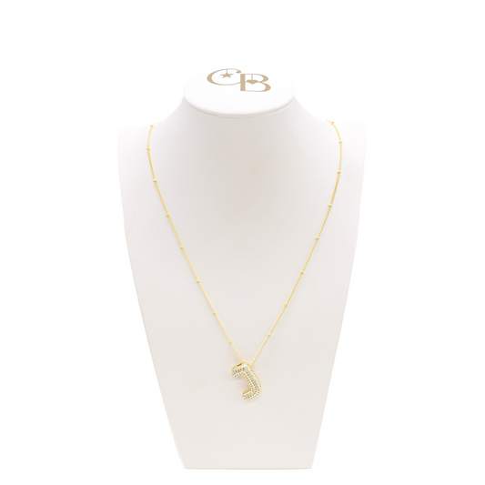 *Gold Grace Necklace with Rhinestone Bubble Initial Charm