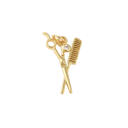 Gold Scissors & Comb Duo Charm