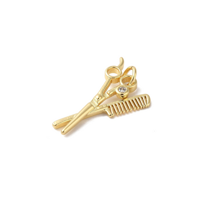 Gold Scissors & Comb Duo Charm