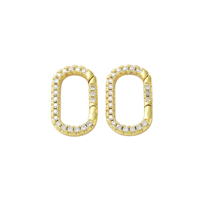 Front of two Gold Blair Carabiner | Cubic Zirconia Oval Necklace Carabiner