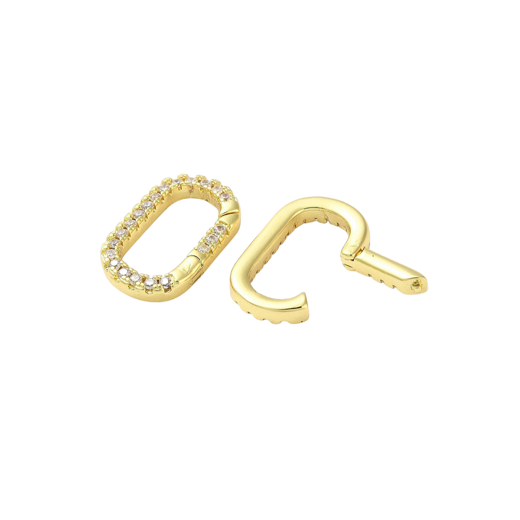 * Gold Blair Carabiner | Cubic Zirconia Oval Necklace Carabiner