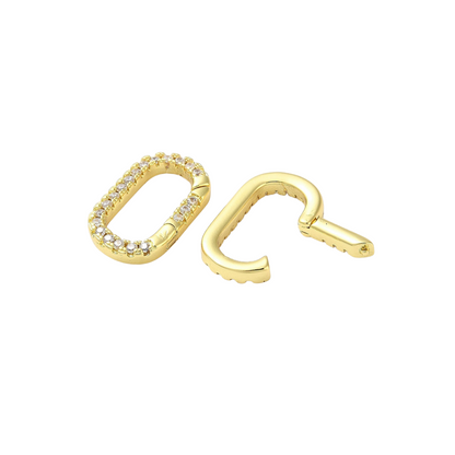 Front and back view of the Gold Blair Carabiner | Cubic Zirconia Oval Necklace Carabiner