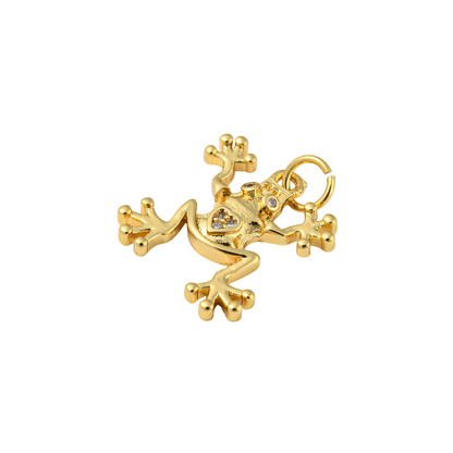 Side view of the Gold Cubic Zirconia Frog Love Charm