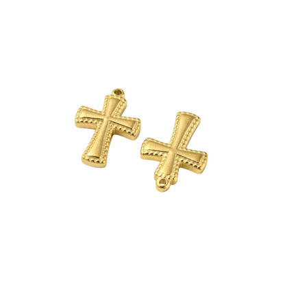 Front and back view of the Gold Sacred Cross Charm