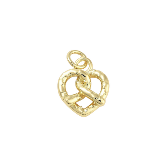 Gold Soft Pretzel Heart Charm