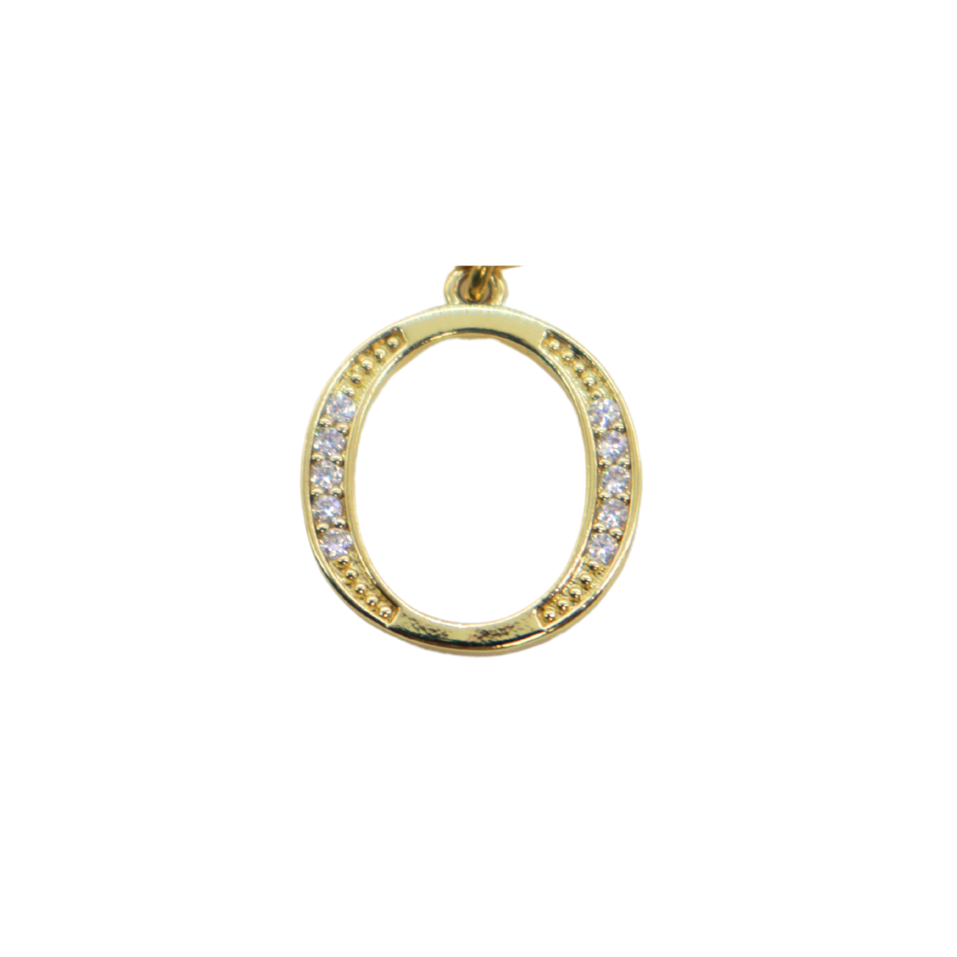 Gold Cubic Zirconia Greek Life Charm -"Omicron"