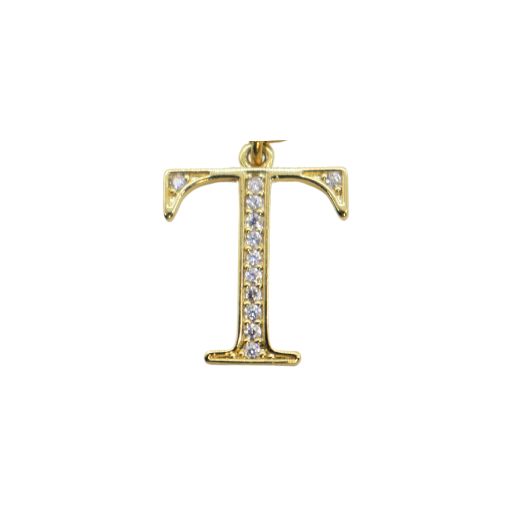 Gold Cubic Zirconia Greek Life Charm -"Tau"