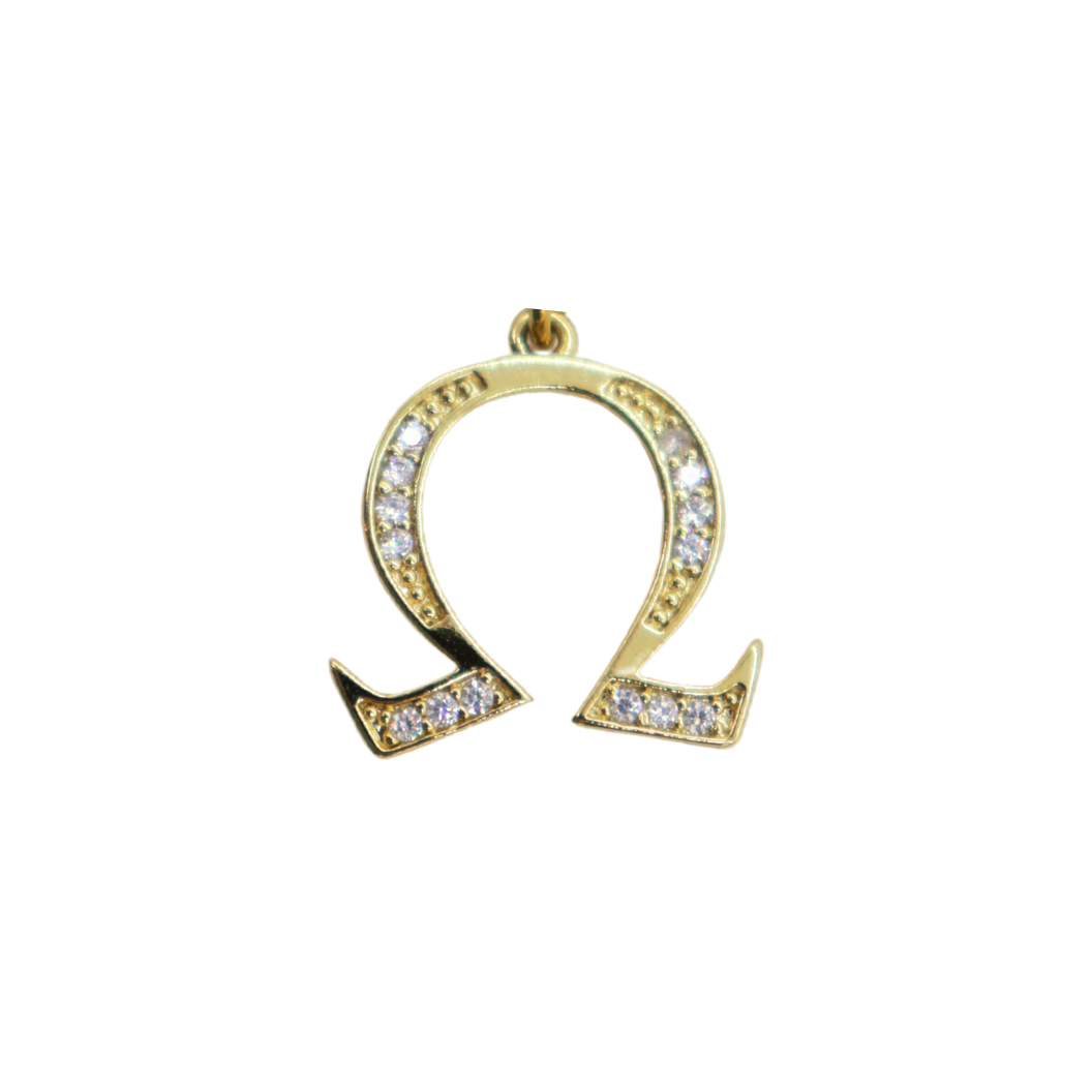 Gold Cubic Zirconia Greek Life "Omega" Charm