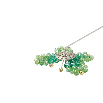 Back view of the Green Glass Bead Butterfly Lapel Pin | Shoe, Purse, & Hat Charm