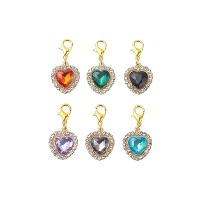 Front of six Assorted Cubic Zirconia Heart | Shoe, Purse, & Hat Charm