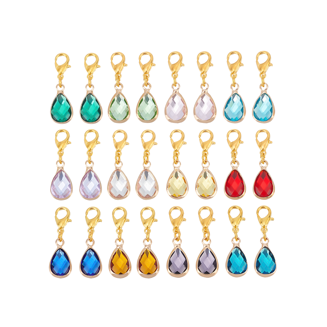 Gold Tear Drop Birthstone Dangle | Shoe, Purse, & Hat Charm