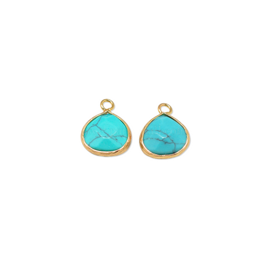 Gold Framed Turquoise Teardrop Charm