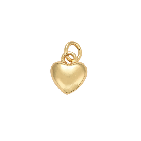 Gold Puff Heart Charm