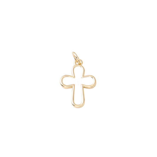 Gold White Cross Charm