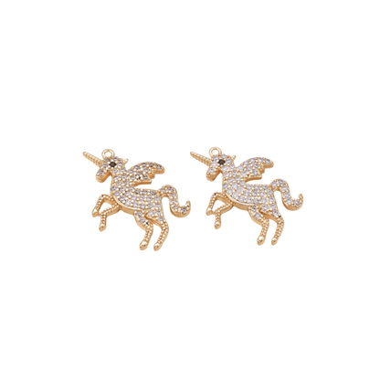 Gold Rhinestone Unicorn Charm