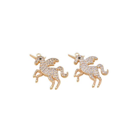 Gold Rhinestone Unicorn Charm