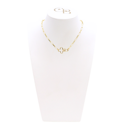 Gold Ashley (Box) Necklace with Mary Carabiner