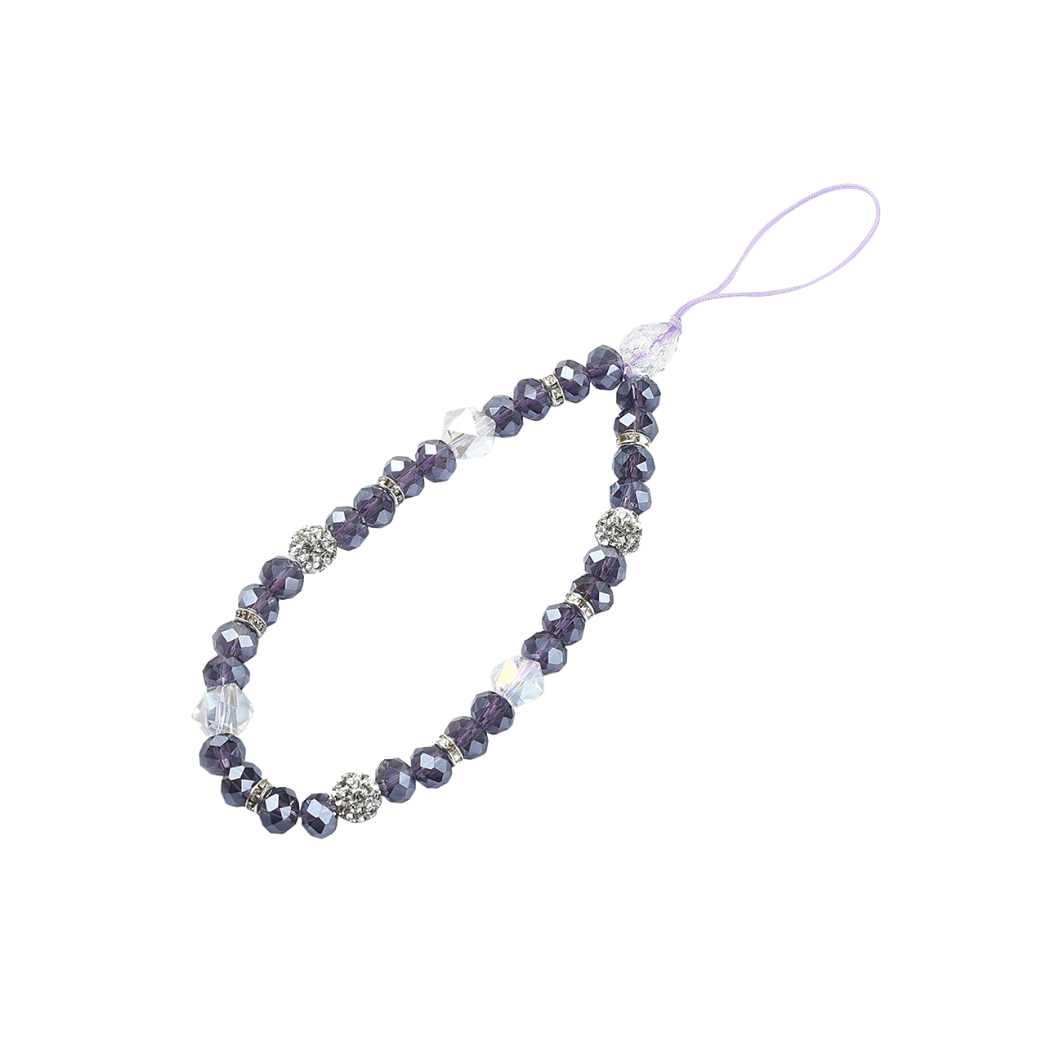 Front view of the Purple Beaded Phone Chain
