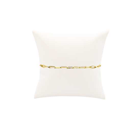 Gold Ashley (Box) Paperclip Chain Charm Bracelet