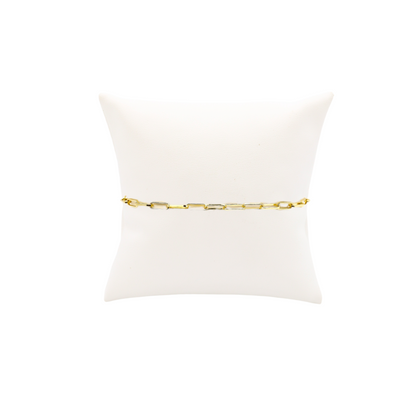 Gold Ashley (Box) Paperclip Chain Charm Bracelet