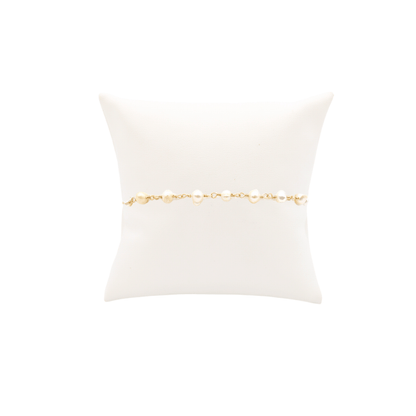Front view of the Gold Beth Pearl Charm Bracelet
