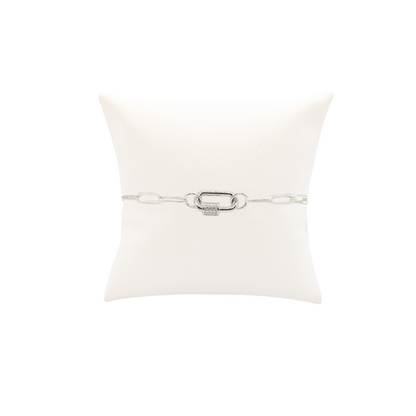 Silver Ashley (Flat) Chain Charm Bracelet with Small Gabi Carabiner