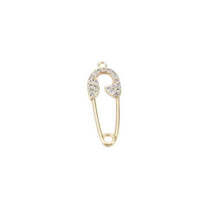 Front view of the Gold Cubic Zirconia Safety Pin Charm