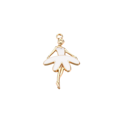 Transparent view of the Gold and White Ballerina Charm