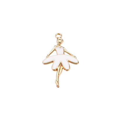 Front view of the Gold and White Ballerina Charm