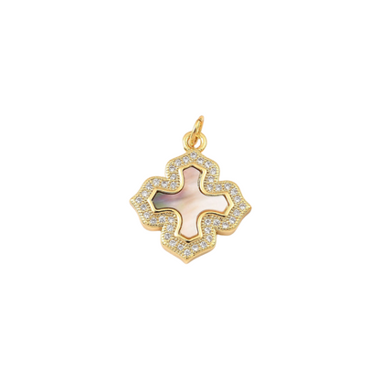 Front of the Gold Cubic Zirconia Shell Charm