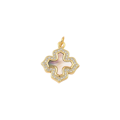 Transparent view of the Gold Cubic Zirconia Shell Charm