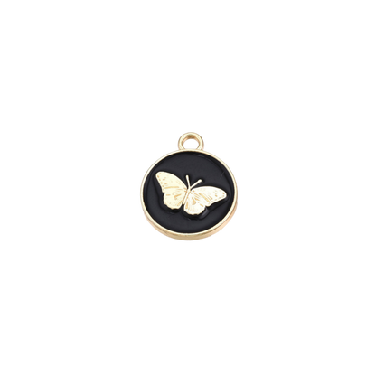 Transparent view of the Gold and Black Butterfly Disk Charm
