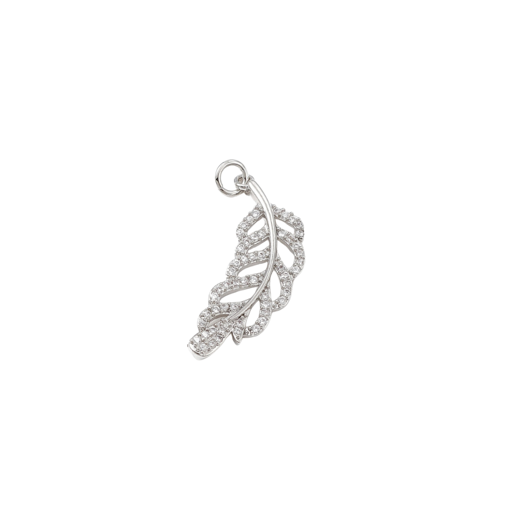 Transparent view of the Silver Cubic Zirconia Tropical Leaves Charm