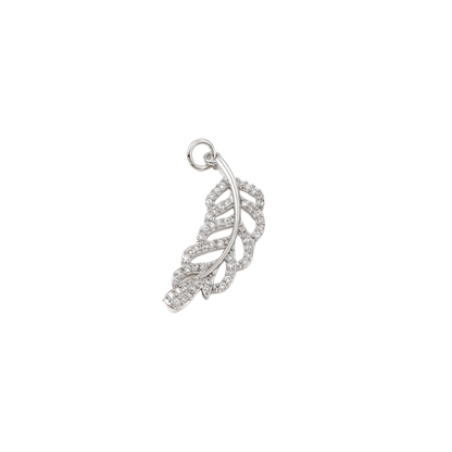 Transparent view of the Silver Cubic Zirconia Tropical Leaves Charm